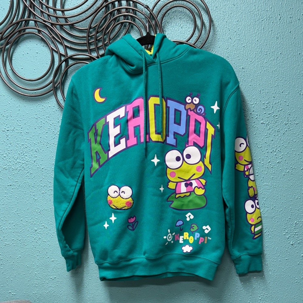 Sanrio Keroppi Teal Hoodie Sweater